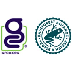 GFCO Gluten Free logo and Rain Forest Alliance logo