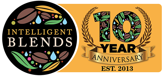 A logo for the 1 0 th anniversary of intelligent blends.
