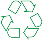 A green background with the image of a recycling symbol.